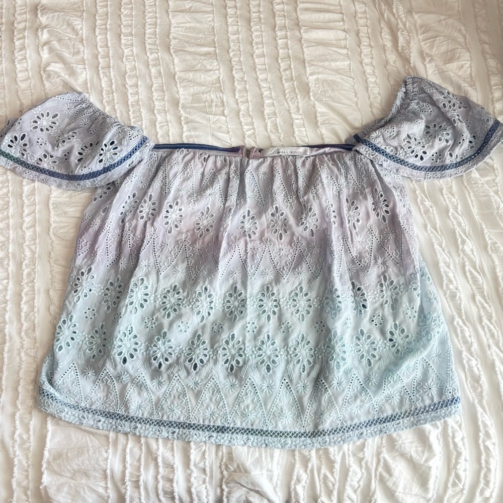 Lovers + Friends Off Shoulder Embroidered Crop Top Size L